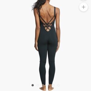 Everyday Yoga Black Catsuit Leotard Bodysuit Onesie Strappy Open Low Back